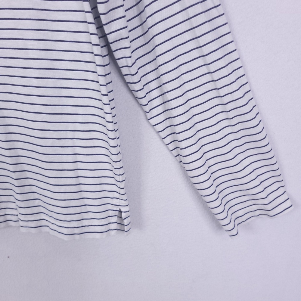 J McLaughlin Polo Shirt Mens XL White Navy Stripe Long Sleeve Pima Cotton Top - Picture 6 of 13